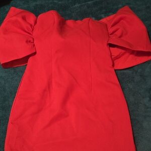 Elegant Pink Puff Sleeve Dress